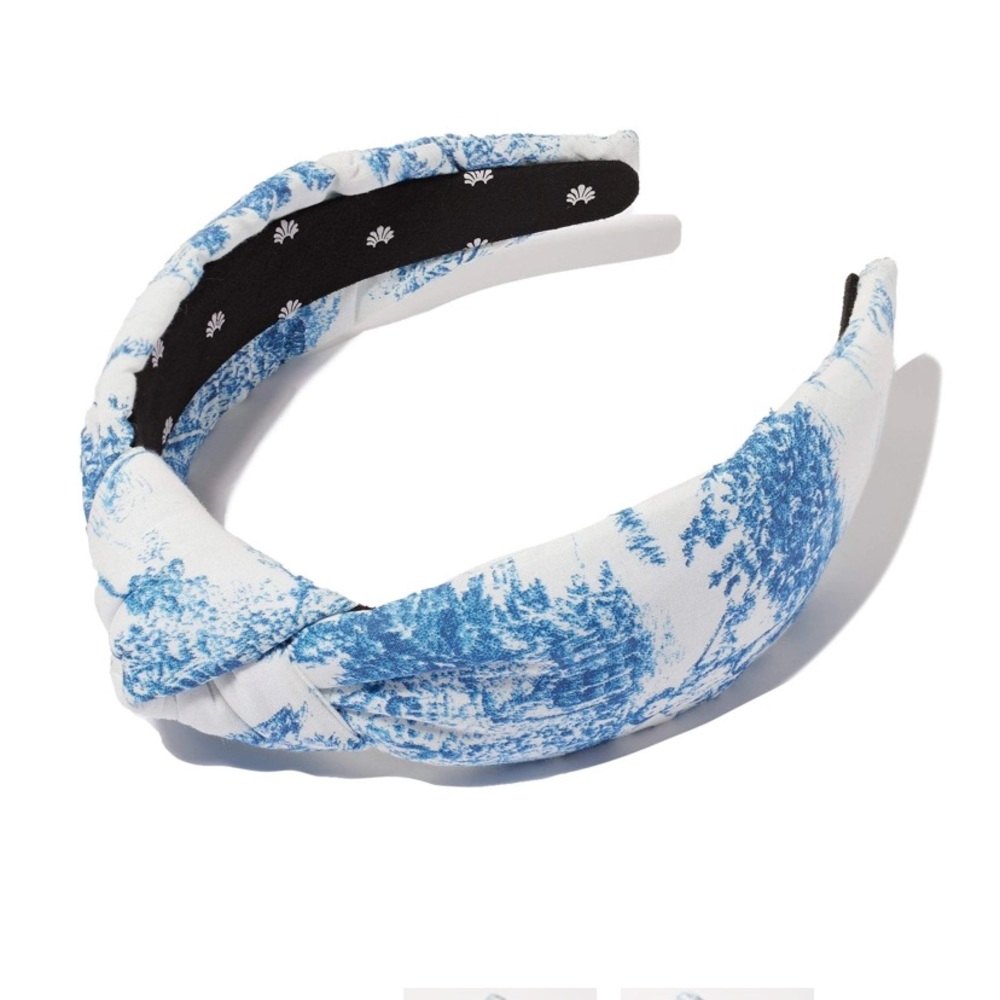 Lele Sadoughi blue toile knotted headband